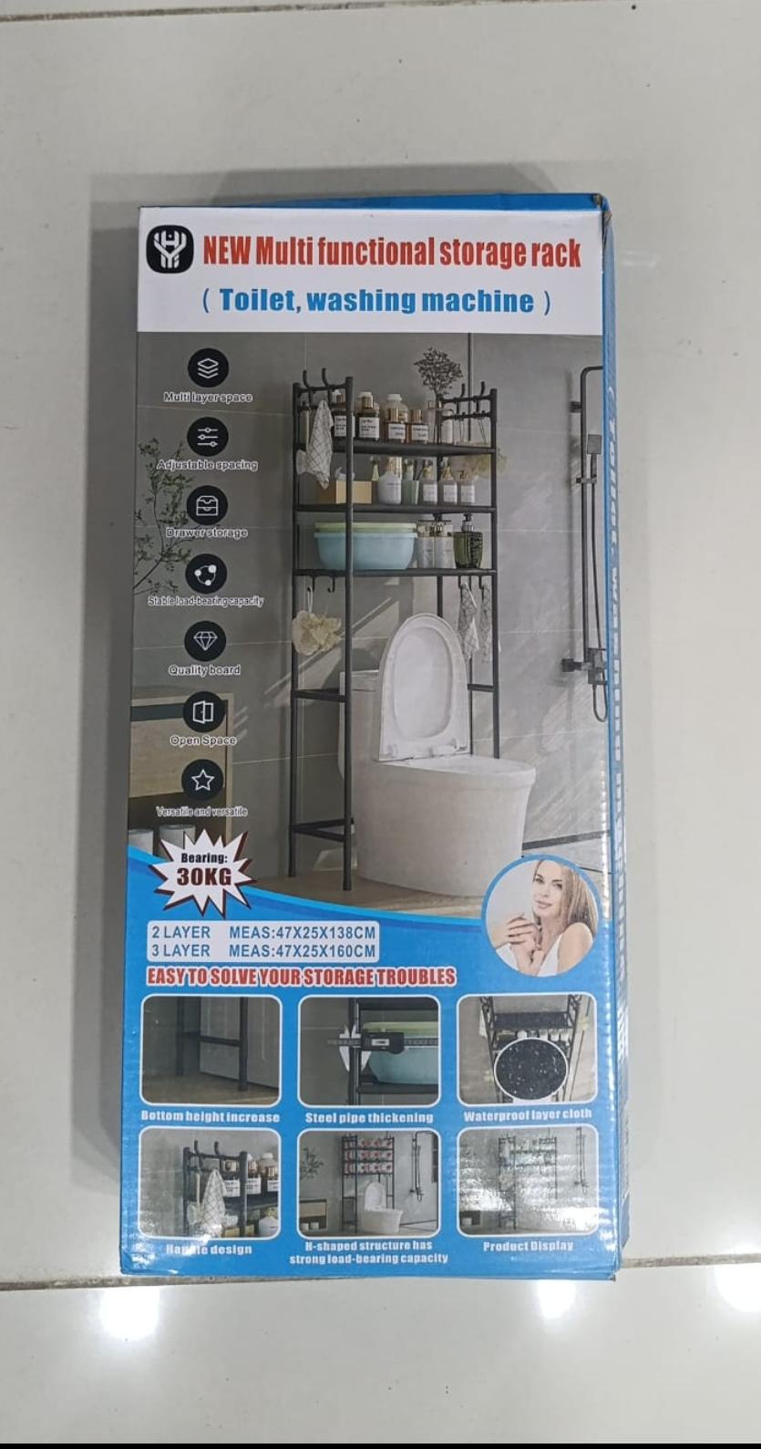 Multi-Layer Bathroom Storage Rack | Space-Saving Toilet Organizer | Strong Carbon Steel Shelf For Towels & Toiletries - Image 5