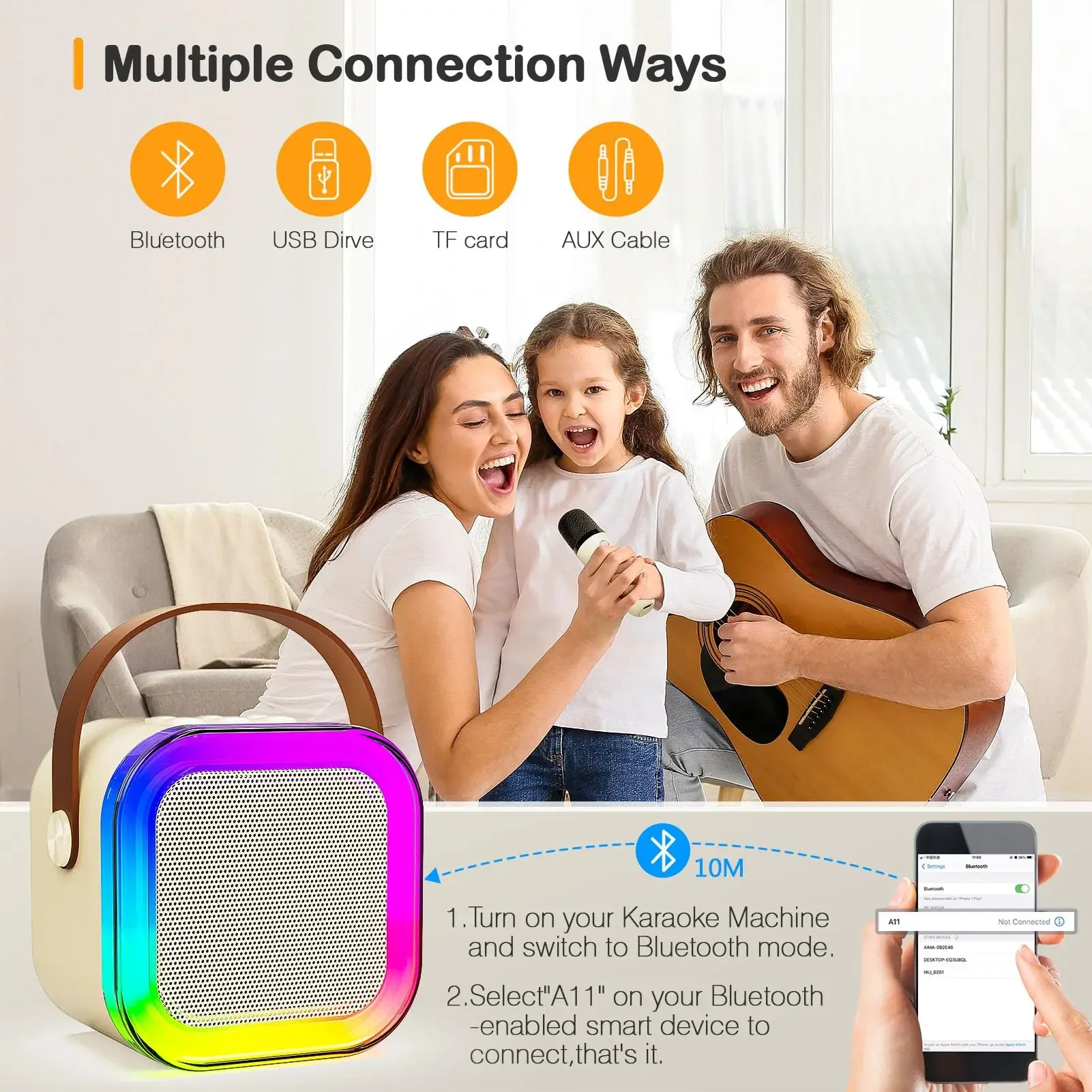 Mini Portable Karaoke Bluetooth Speaker with 2 Mike Audio Integrated Microphone Home Karaoke Wireless Bluetooth Speaker(Random Color) - Image 5