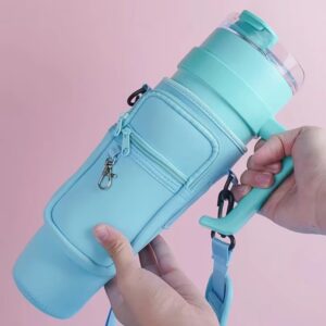 Tumbler Bag - Portable Water Bottle Carrier Sleeve With Adjustable Shoulder Strap Protective Pouch Bag For Hiking Travel Outdoor Use (Random Color)