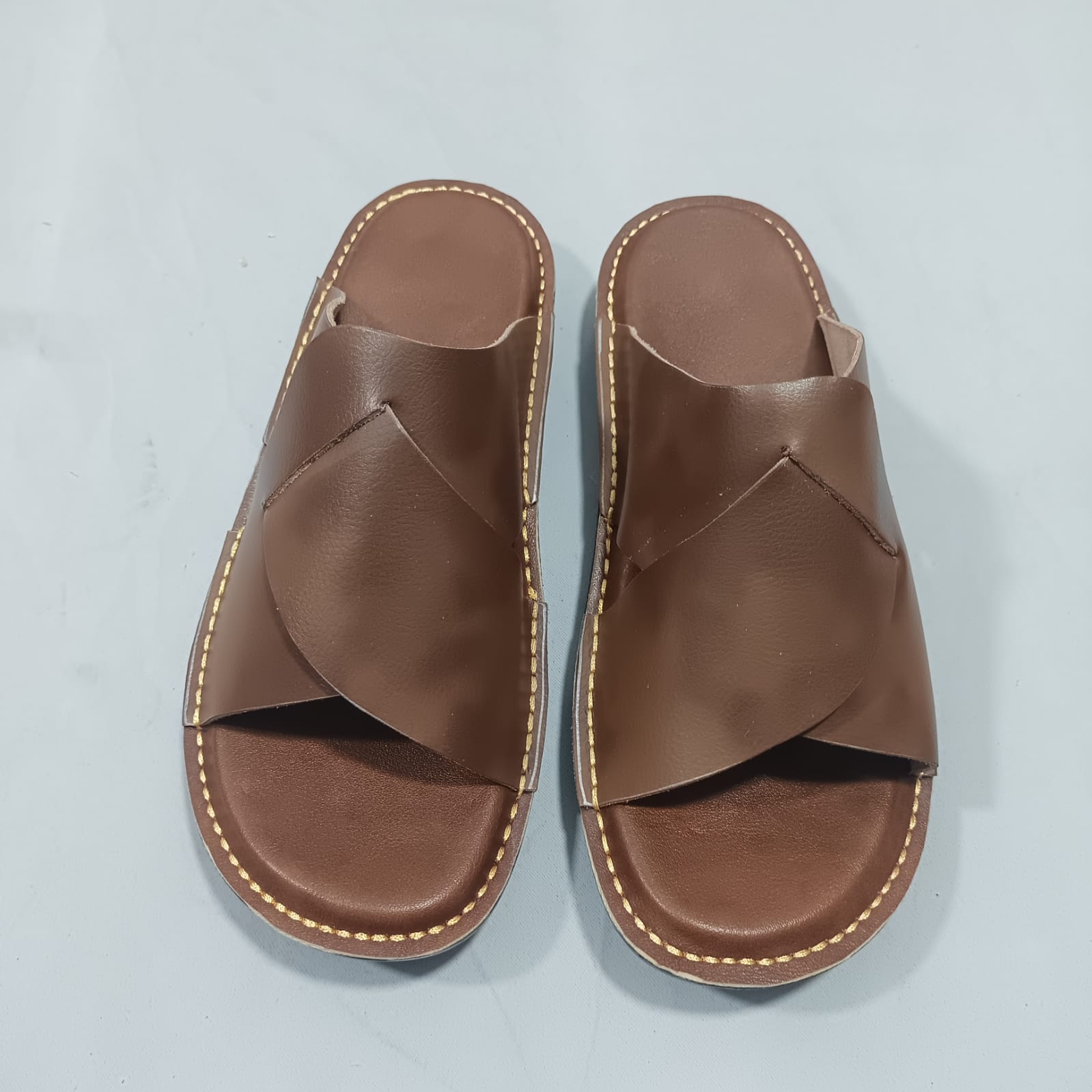 Handmade Double Shade Brown Slippers | Lightweight & Soft Comfortable Indoor House Slippers - Image 2