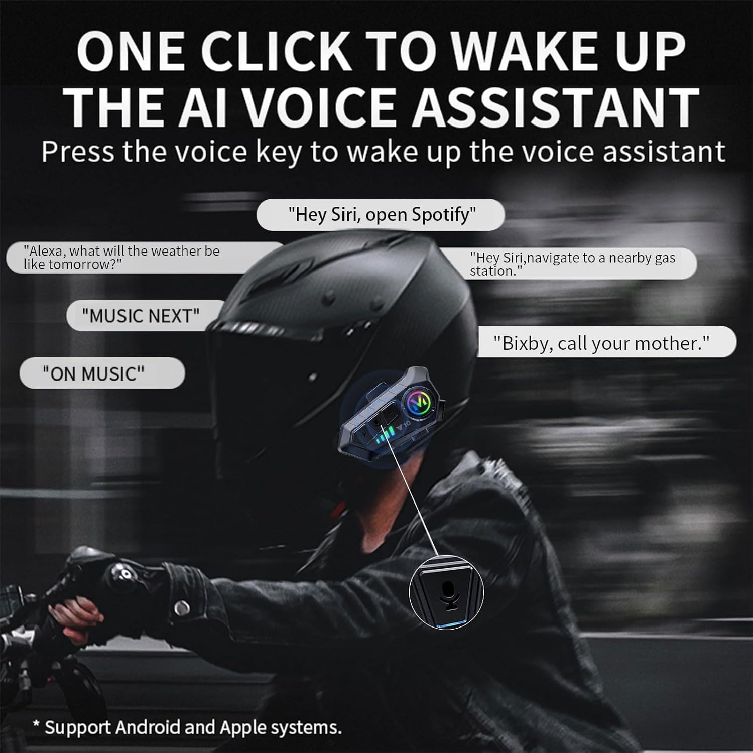Motorcycle Helmet Bluetooth Headset Bluetooth 5.3 Smart Noise Reduction IPX6 Waterproof HiFi Headphones ~ Rechargeable - Image 3