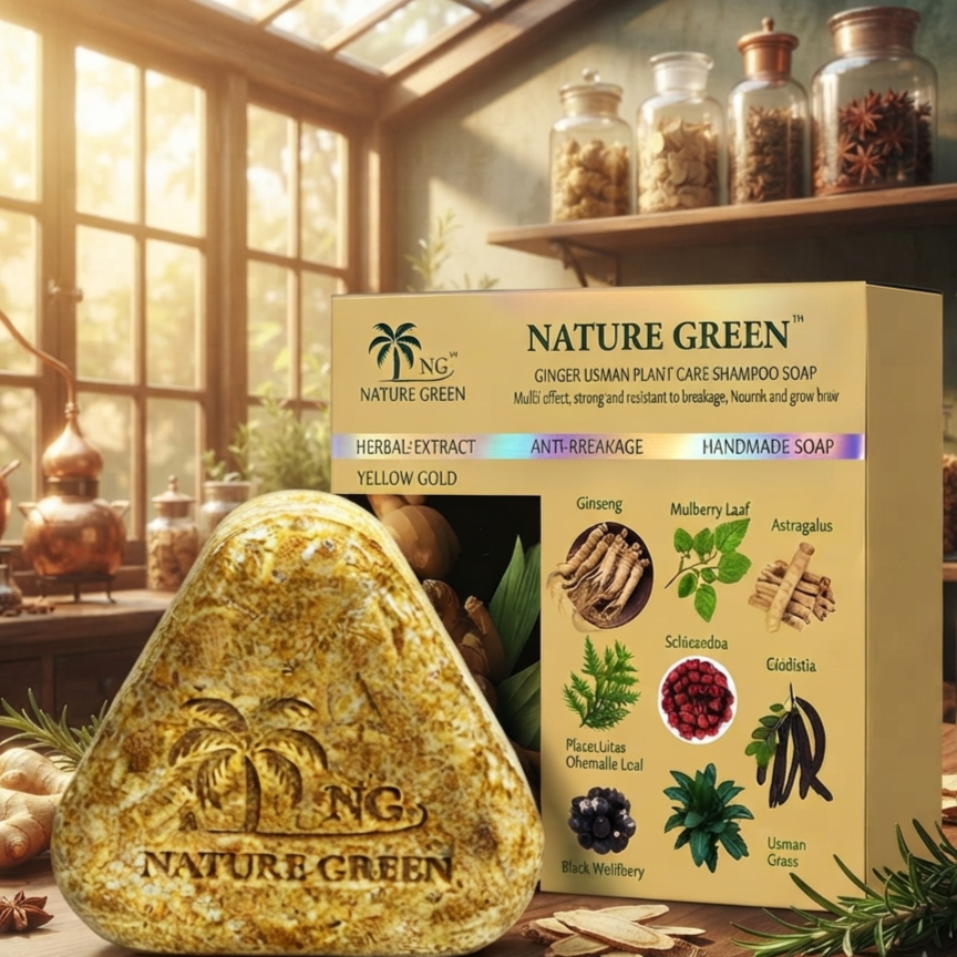 Yellow Gold Herbal Hair Soap - Natural Cleansing And Nourishing Bar For Healthy Hair And Scalp Maintenance - Image 3