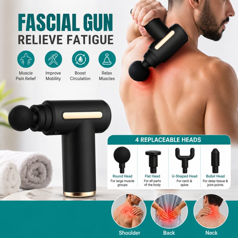 Massage Gun 5 In 1 Multifunctional Electric Full Body Massage Equipment Set - 6 Speeds With 4 Massage Heads For Deep Tissue Relief And Relaxation (Random Color) - Image 2