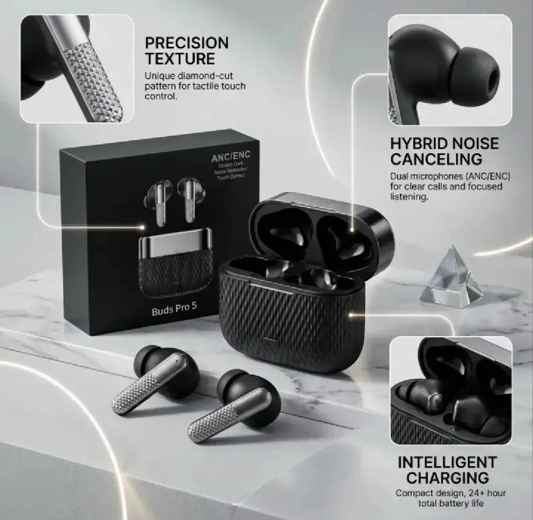 Buds Pro 5 Wireless Bluetooth Earbuds - HD Sound Quality Touch Control And Noise Reduction For Immersive Audio Experience (Random Color) - Image 4