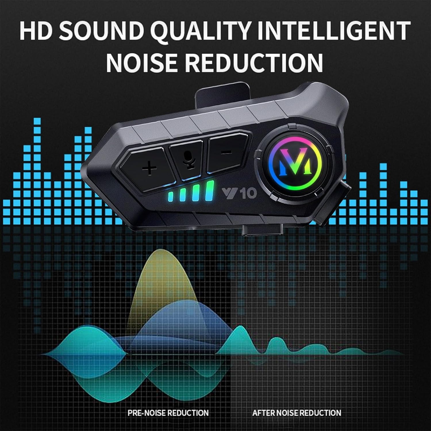 Motorcycle Helmet Bluetooth Headset Bluetooth 5.3 Smart Noise Reduction IPX6 Waterproof HiFi Headphones ~ Rechargeable - Image 2