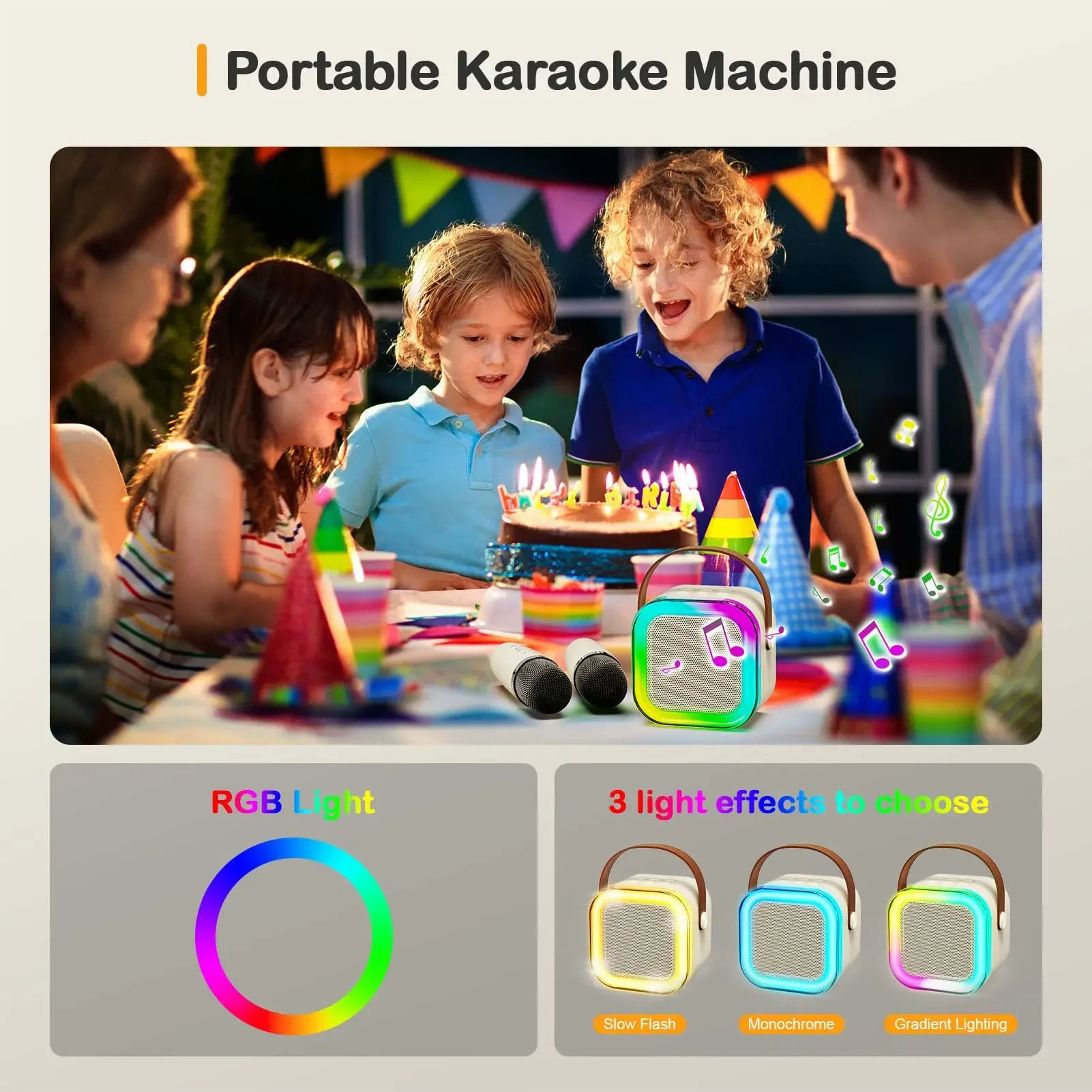 Mini Portable Karaoke Bluetooth Speaker with 2 Mike Audio Integrated Microphone Home Karaoke Wireless Bluetooth Speaker(Random Color) - Image 3