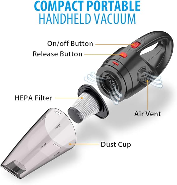 Handheld Vacuum, Hand Vacuum Cordless with High Power, Mini Vacuum Cleaner Handheld Rechargeable for Home and Car Cleaning - Image 4