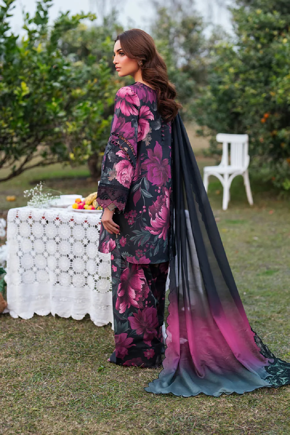 Iznik Digital Printed 3Pc Embroidered Lawn Unstitched Suit with Chiffon Dupatta – Summer Collection 2026 - Image 4