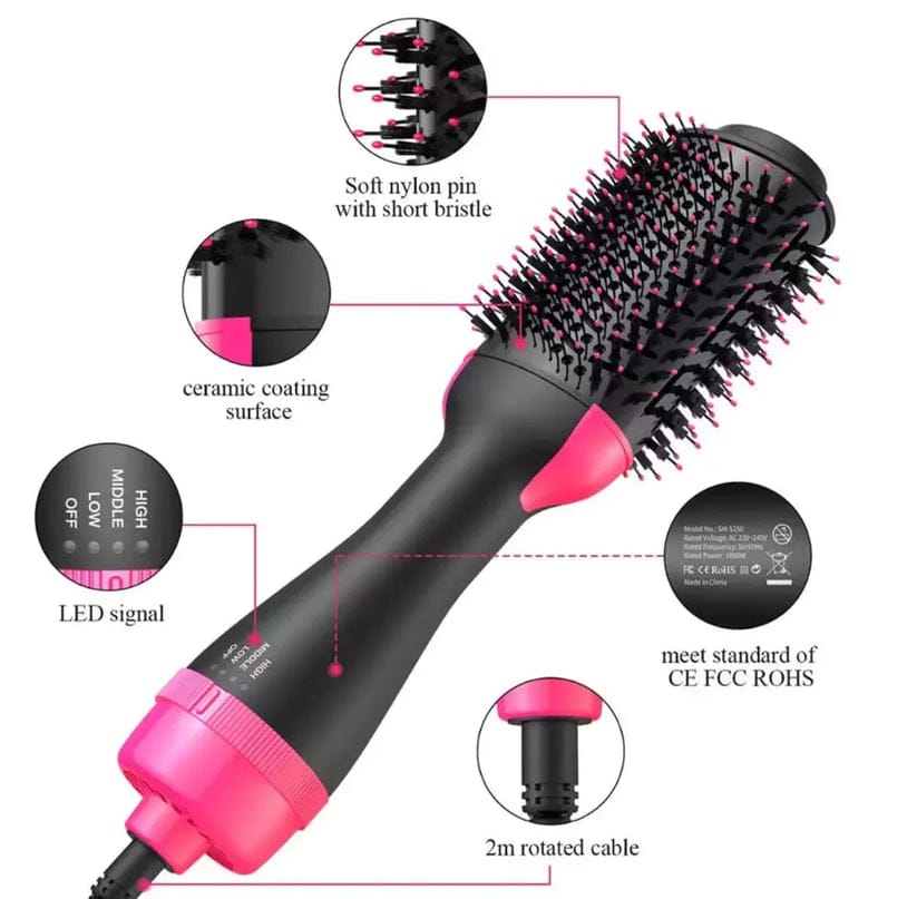 One Step Hot Air Brush 4 In 1 Hair Dryer, Straightener, Curler And Volumizer - Professional Styling Tool For Smooth Shiny Hair At Home - Image 3
