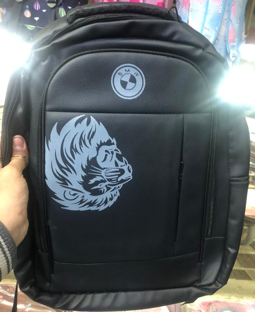 Black Faux Leather Backpack With BMW Logo Providing Durable Quality Stylish Design - Image 4