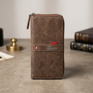 MR Leather Wallet with Zipper | Premium Men's Leather Wallet | Multi-Card Holder | Cash & Coin Pocket | Secure Zip Closure