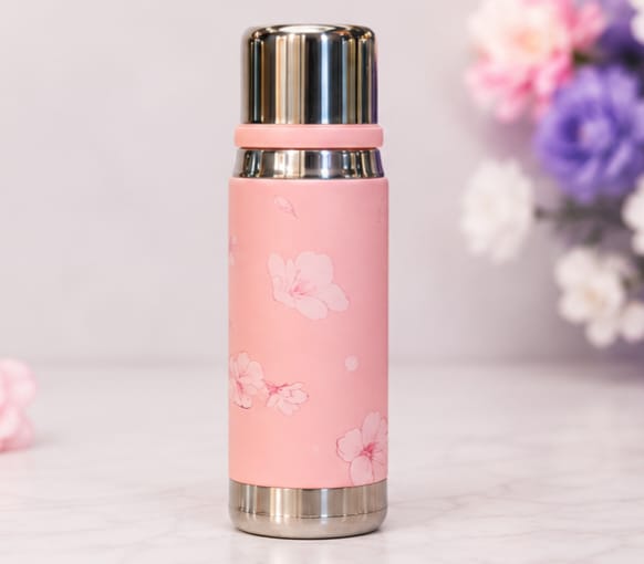 Premium Stainless Steel Water Bottle – Elegant Floral Print Design | Double Wall Insulated | Hot & Cold Flask (Random Color)
