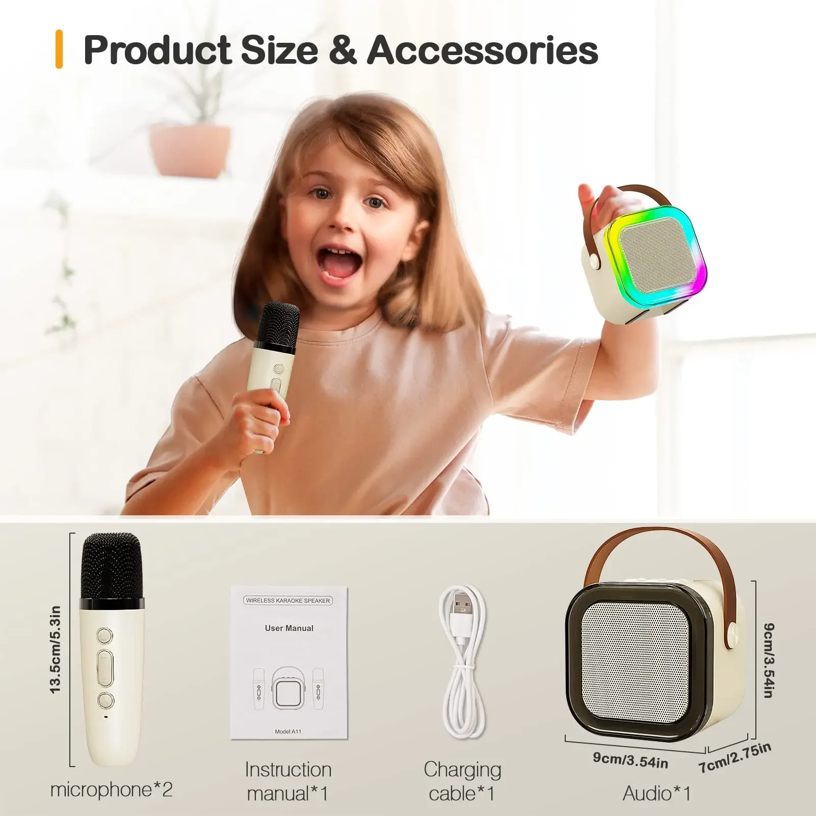 Mini Portable Karaoke Bluetooth Speaker with 2 Mike Audio Integrated Microphone Home Karaoke Wireless Bluetooth Speaker(Random Color) - Image 2