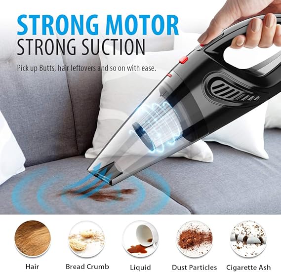 Handheld Vacuum, Hand Vacuum Cordless with High Power, Mini Vacuum Cleaner Handheld Rechargeable for Home and Car Cleaning - Image 3