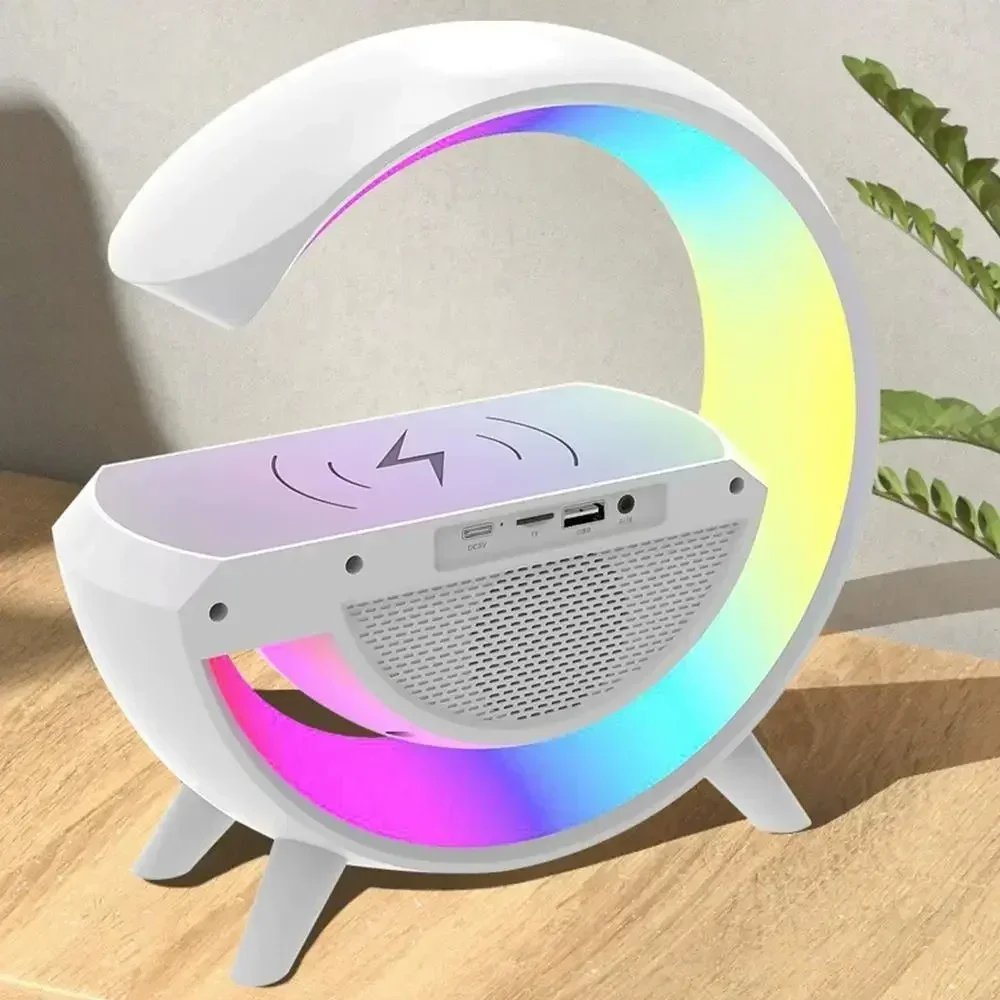 BT- 3401 Multi-functional LED Clock Display Speaker G Lamp | LED wireless charging speaker, G-shaped speaker light, Bluetooth Mp3 player, night light and alarm clock, for living room - Image 5