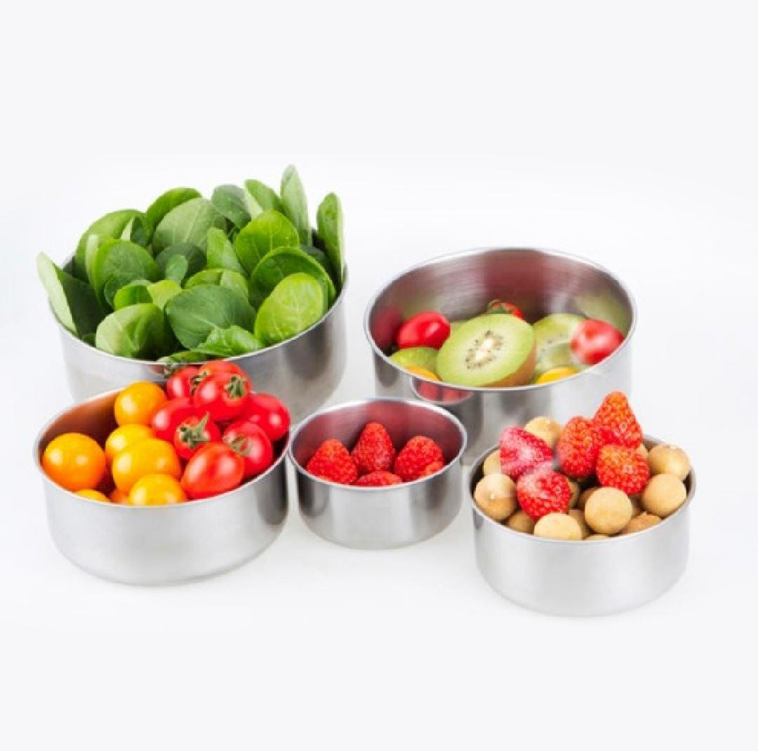 5pc Set Stainless Steel Bowl with Lid Kitchen Refrigerator Food Storage Mixing Bowls Sealed - Image 2