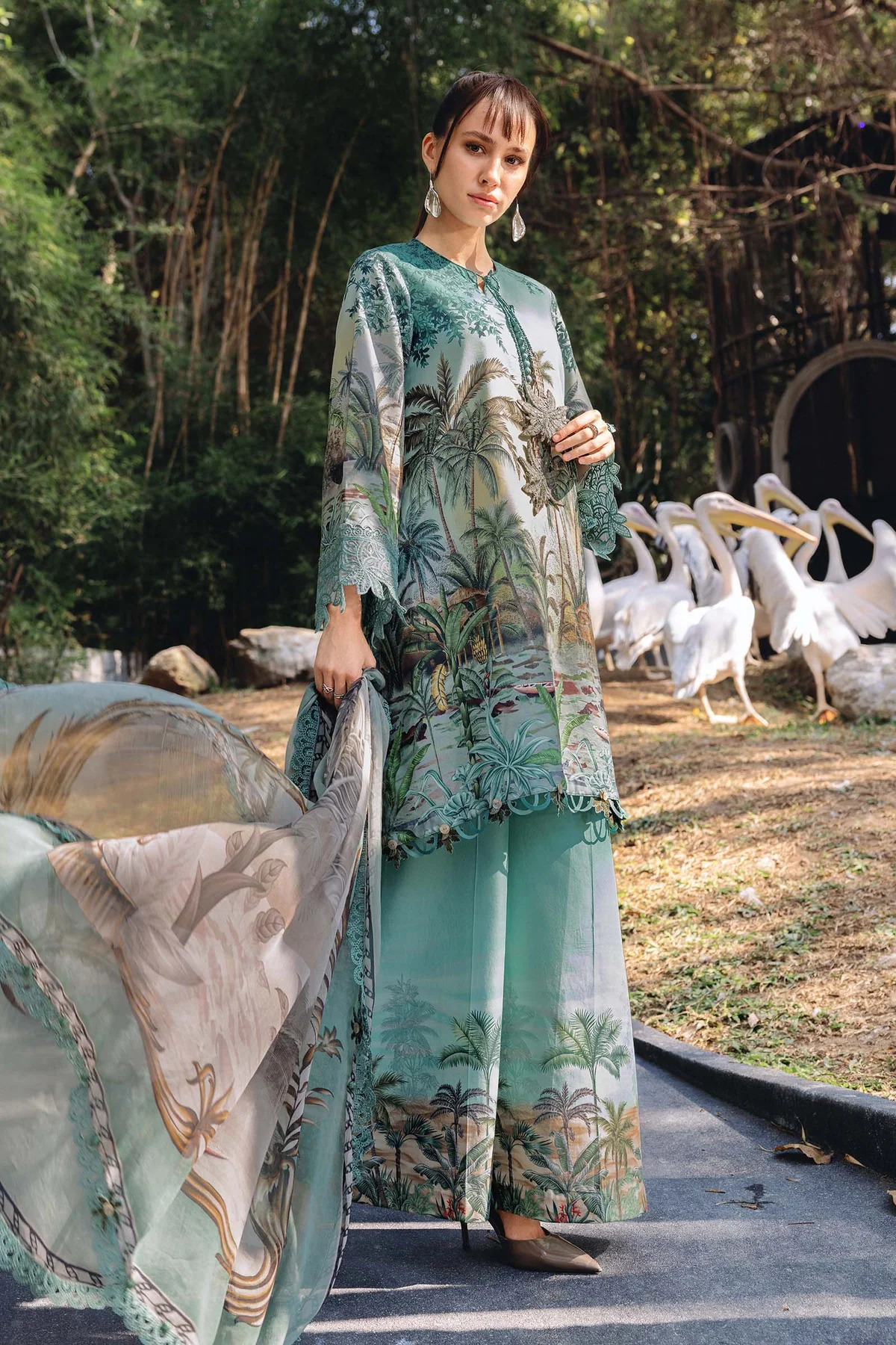 Maria.B MPrints Embroidered Lawn Unstitched 3 Piece Suit with Chiffon Dupatta – Ice Blue Summer Collection