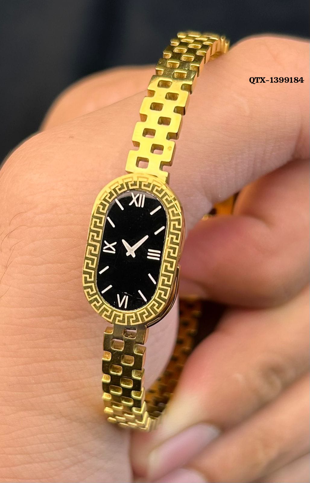 Fake Watch Handcuff Bracelet for Women – Stylish Gold Wrist Watch - QTX-184 - Image 3