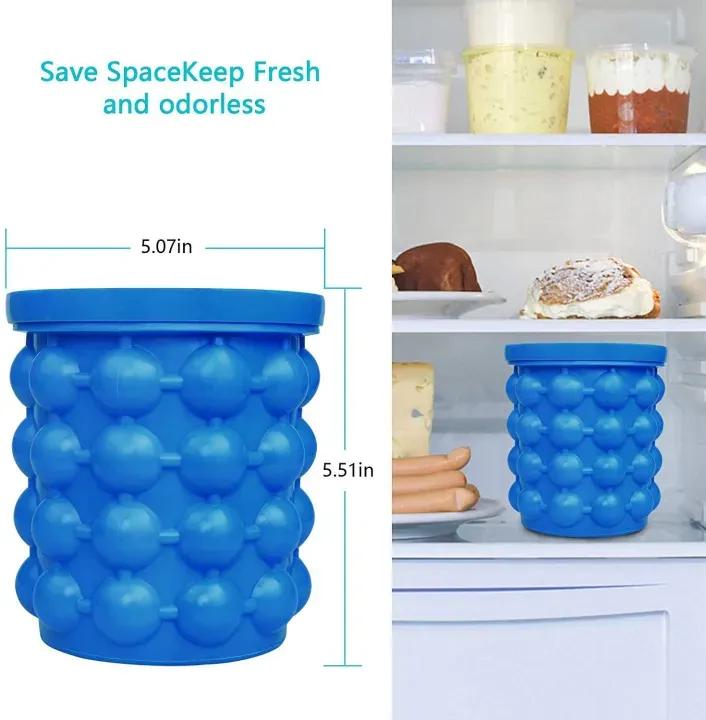 Ice Genie Silicone Ice Cube Maker - 120 Ice Cube Capacity Space Saving Ice Bucket Containers Food Grade Material Freezer Beverage Cooler - Image 3