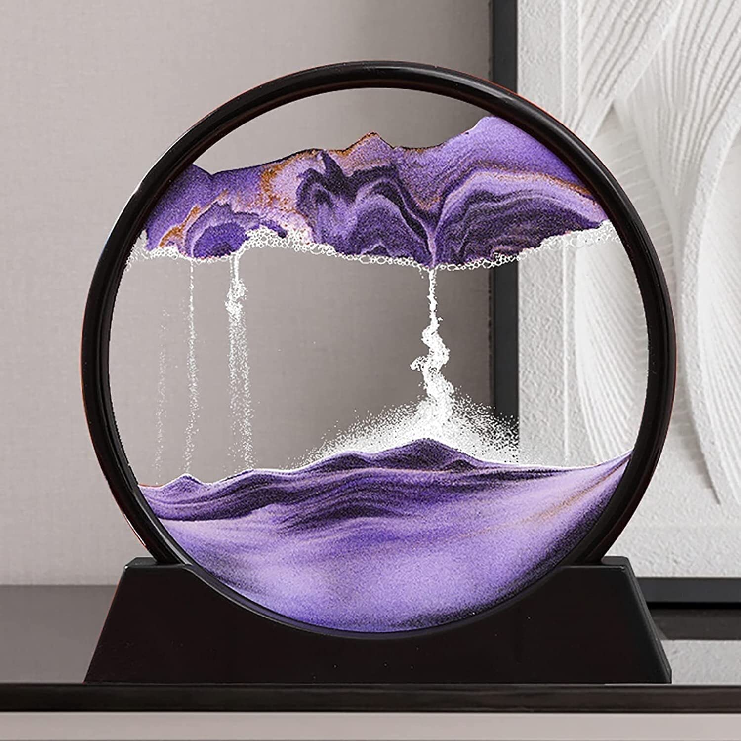 3D Moving Sand Art Lamp - Flowing Sand Painting Picture Dynamic Hourglass Night Light Decorative Desk Ornament Office Home Decor Lamp (Random Color)