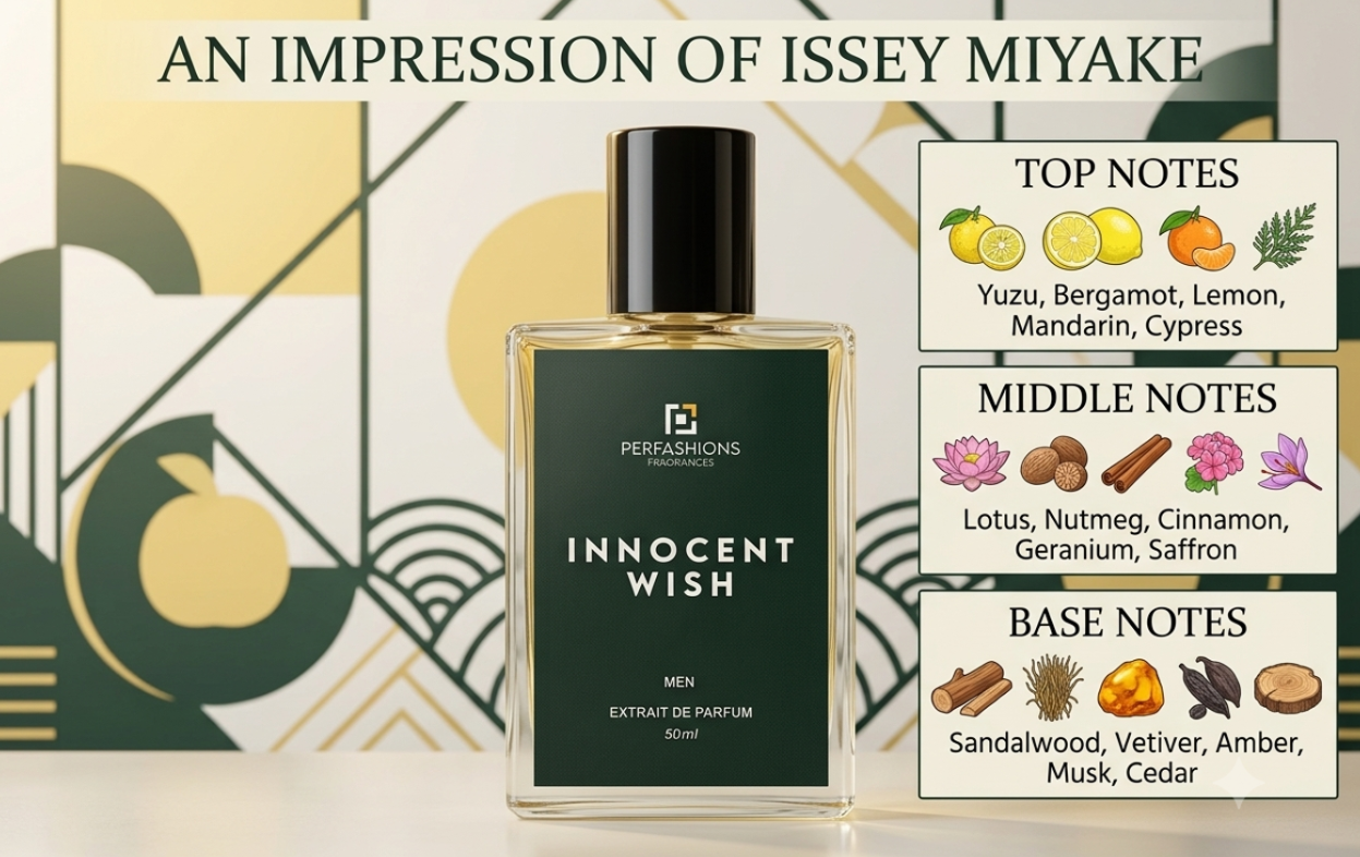 Innocent Wish – Impression of Issey Miyake | Woody Aquatic Extrait de Parfum for Men | 50ml with Premium Box & Carry Bag