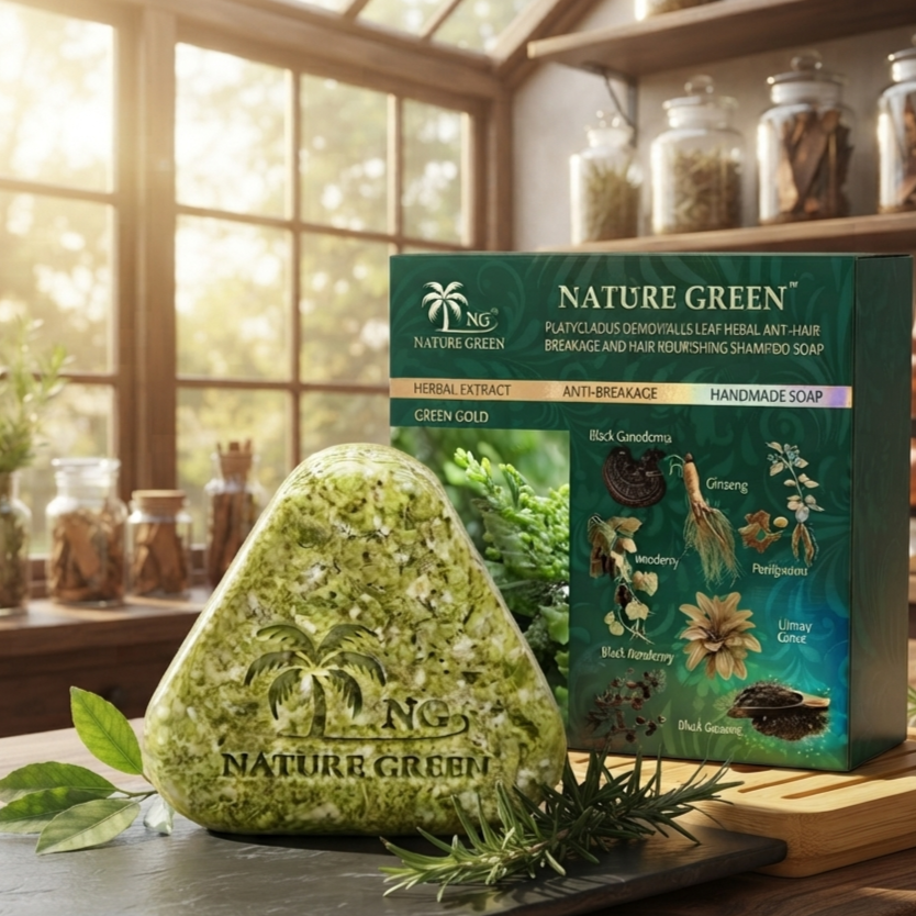 Green Gold Herbal Hair Soap - Natural Cleansing And Nourishing Bar For Healthy Hair And Scalp Maintenance - Image 3