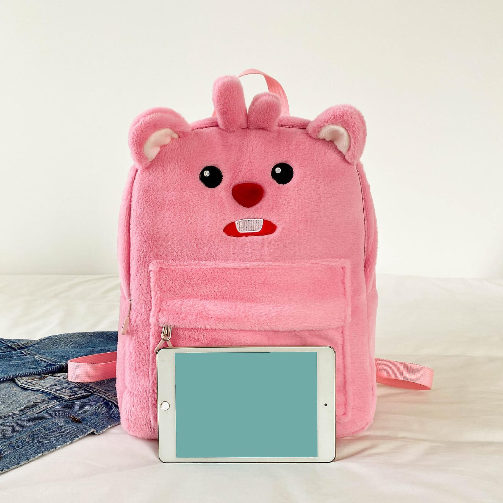 Cute Bunny Plush Backpack – Fluffy School Bag with Front Pocket - Image 4