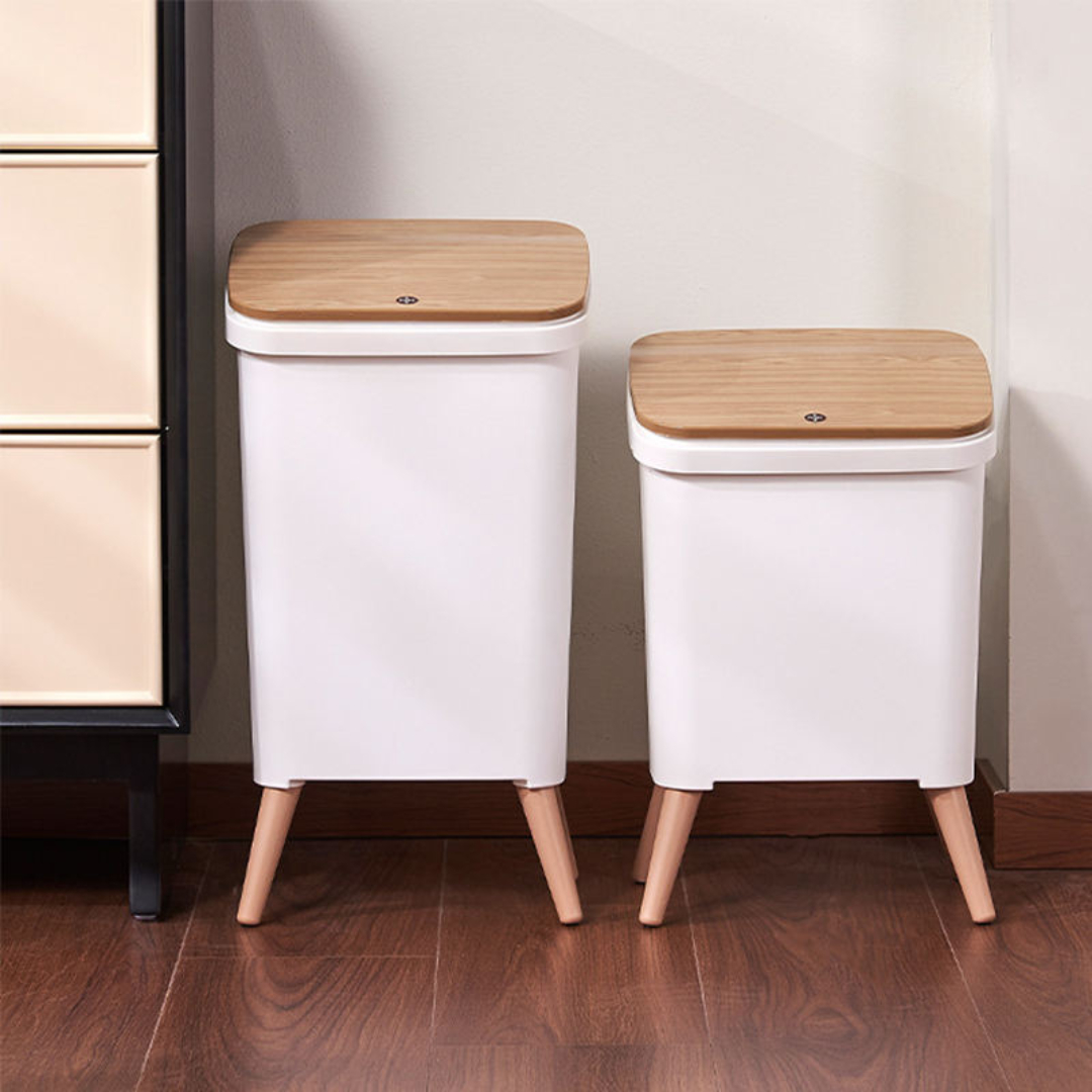 Royal Wooden Trash Bin with Lid | Minimalist Dustbin for Kitchen, Bedroom & Office - Image 2