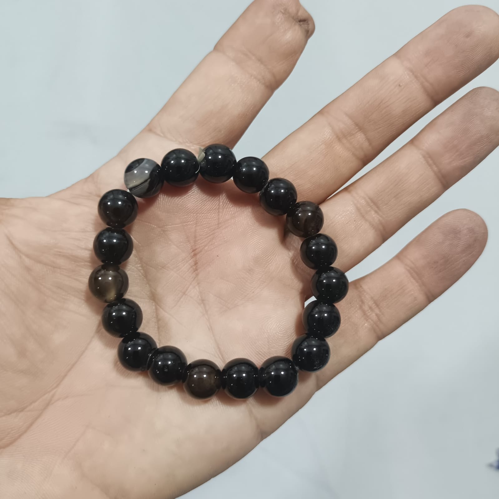 Natural Black Aqeeq Stone Bracelet - Genuine Onyx Gemstone Beaded Wristband Elegant Handcrafted Jewelry For Men And Women Fashion Accessory - Image 3