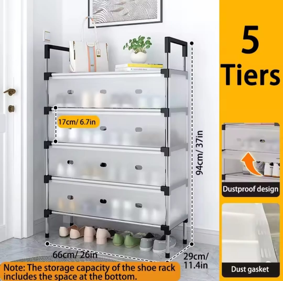 Multi Layer Dustproof Shoe Rack Organizer With Cover Foldable Plastic Shoe Storage Cabinet Durable Quality - Image 2