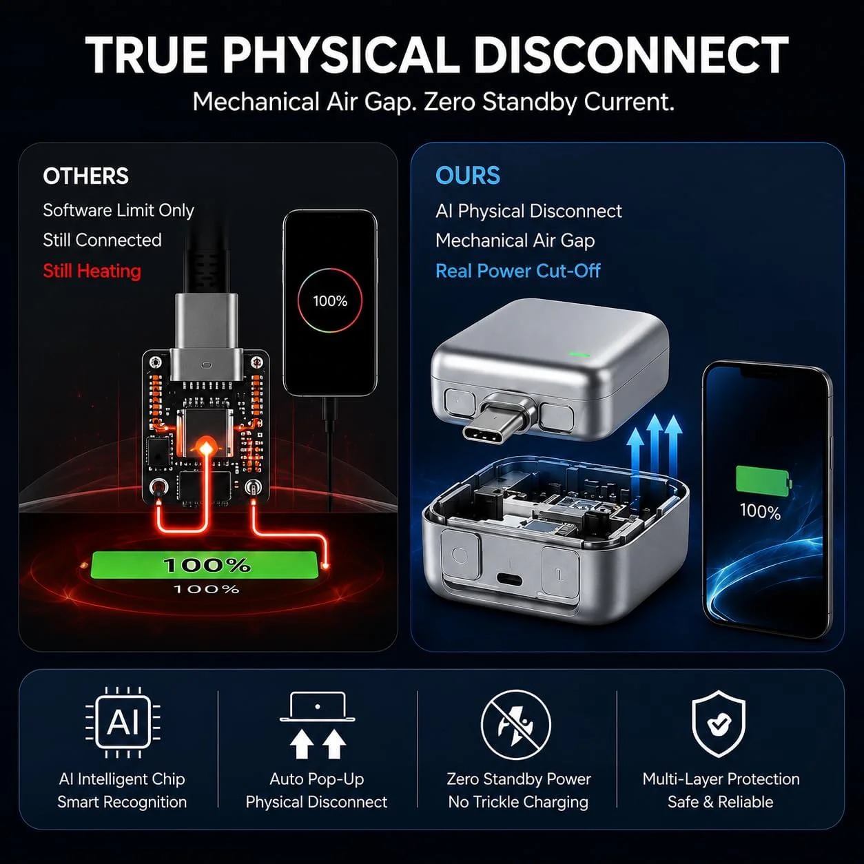 PopGuard 140W Automatic Charging Disconnector | Smart Auto Power Cut-Off Battery Guardian | Fast Charging Protector - Image 2