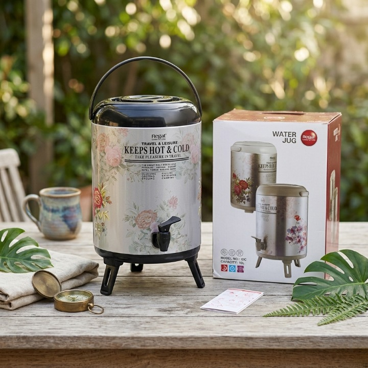Regal Steel Body Hot And Cold Water Cooler 10 Liter With Temperature Control And Elegant Floral Design - Image 2