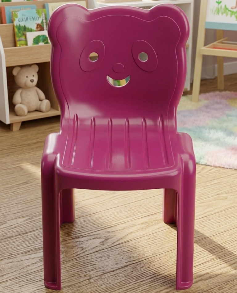 Panda Face Design Kids Chair - Cute Animal Themed Lightweight Seating Furniture Durable Comfortable Miniature Seat For Toddler Playroom (Random Color) - Image 2