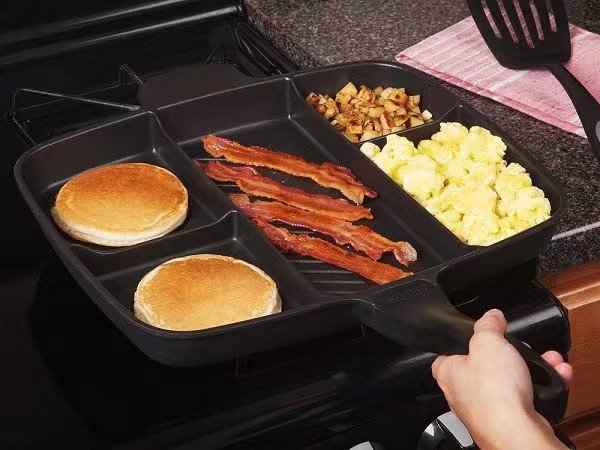 Frying pan 5-in-1 Multifunction Breakfast Fryer Pan Saucepan Flat Non-Stick Divided Frying Grill Pan Skillet Pan Eggs Steak Pots and Pans Frying Pan - Image 3