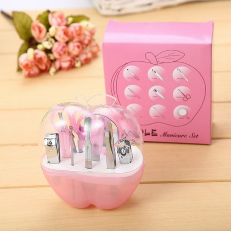 8 Pcs Apple Manicure Set ABS Plastic Mani Pedi Kit | Pink Colour - Image 2