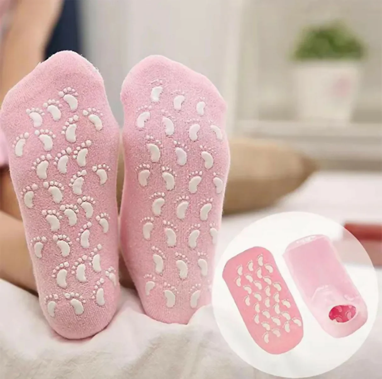 Spa Gel Moisturizing Socks Anti Slip Heel Care Socks For Dry & Cracked Feet – Multi color - Image 2