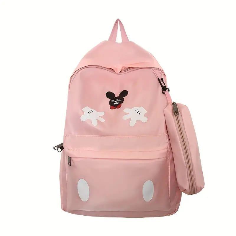 Mickey Mouse Backpack Set With Matching Pencil Case Cartoon Hand Graphics Nylon Printed Design 43x13x31 Cm - Image 2