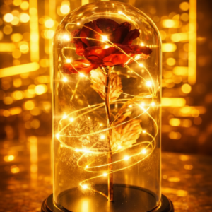 The Perfect Valentine’s Gift! Flower Rose LED light with Glass Dome Romantic, Perfect for Valentine's Day, Anniversary, Birthday, and Home Décor Random Design