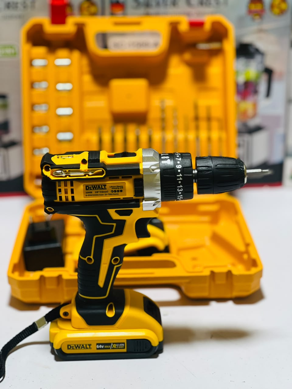 DeWalt 64V Cordless Electric Drill Machine with Battery & Carry Case Screwdriver Drill Kit - Image 4