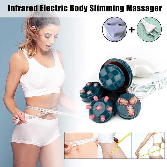 Electric Slimming Massager Handheld Body Weight Loss Professional Neck Shoulder Back Health Care Relaxation Tool with 4 Vibrating Heads( random color ) - Image 2