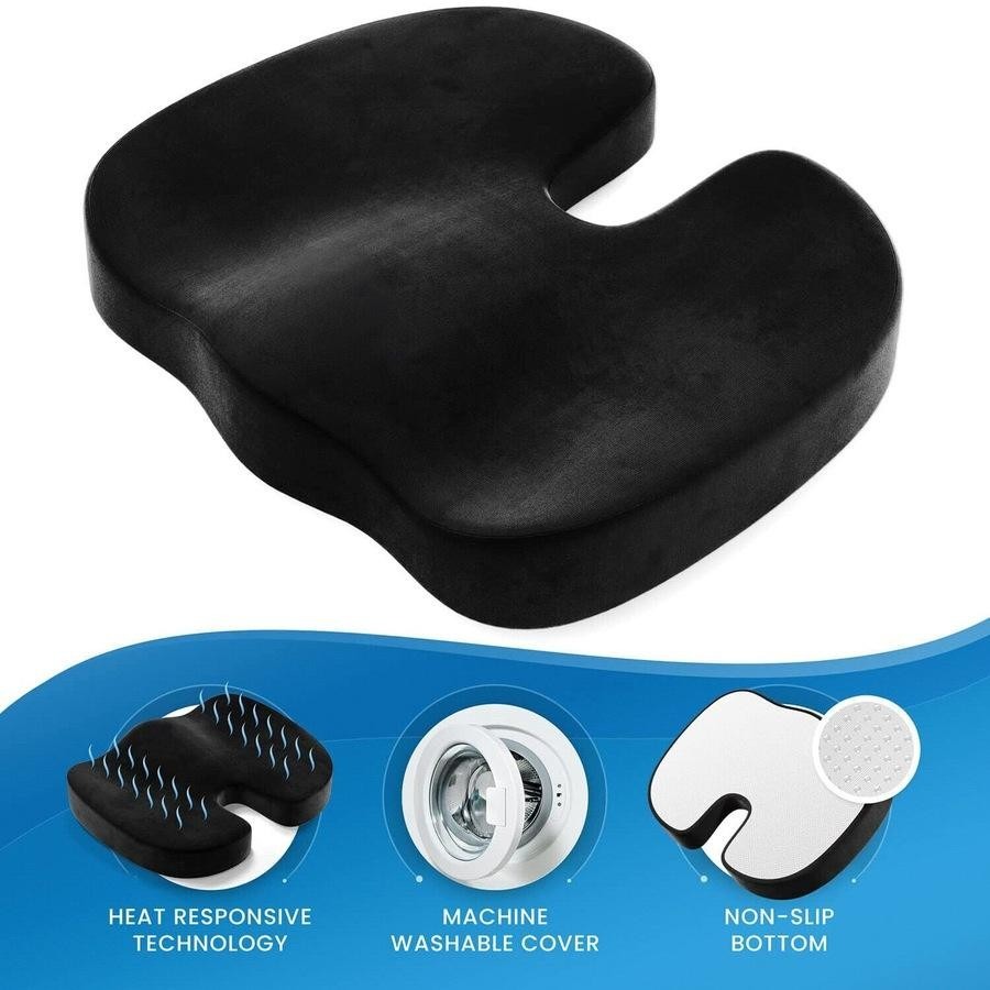 Foam Orthopedic Wedge Seat Cushion, Non-Slip Coccyx Pad, Pain Relief - for Car Computer Desk Chairs and Traveling - Image 2