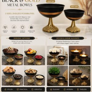 Luxury Metal Decorative Bowl Black & Gold Finish | Premium Centerpiece Bowl for Home Decor, Dining Table & Gift Use | Size 25x25x25cm