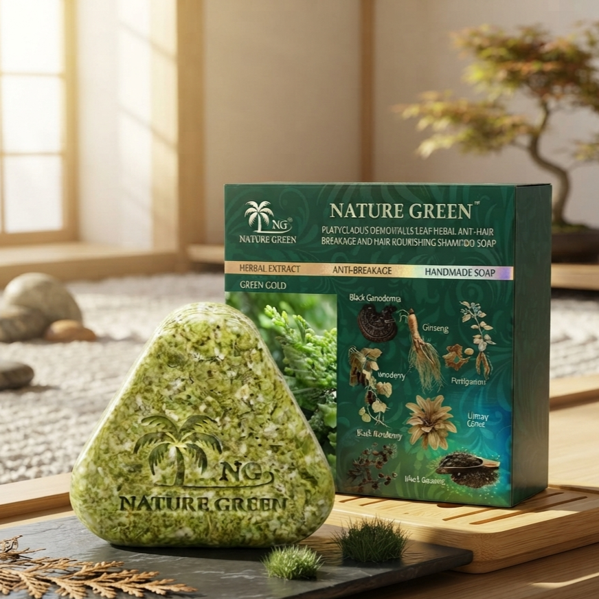 Green Gold Herbal Hair Soap - Natural Cleansing And Nourishing Bar For Healthy Hair And Scalp Maintenance - Image 2