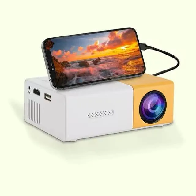Portable YG300 Mini LED Projector A1 LED LCD Mini Video Projector – International Version | Compact Home Theater | White & Yellow - Image 2