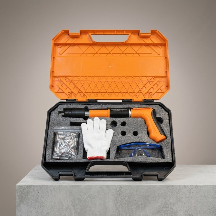 Heavy Duty Manual Steel Nail Gun Set – Portable Concrete Wall Fastening Tool with Accessories