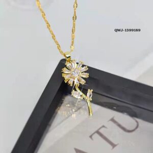 Flower Rotation Pendant Necklace – Golden | Premium China Quality | QWJ-189