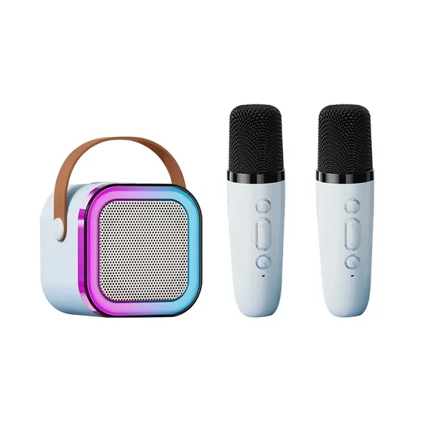 Mini Portable Karaoke Bluetooth Speaker with 2 Mike Audio Integrated Microphone Home Karaoke Wireless Bluetooth Speaker(Random Color)