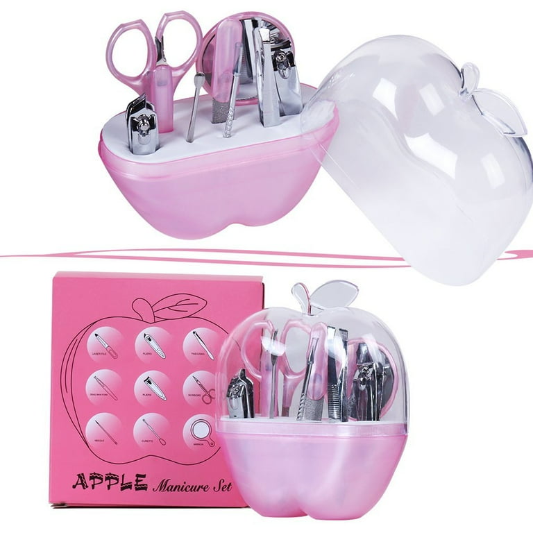 8 Pcs Apple Manicure Set ABS Plastic Mani Pedi Kit | Pink Colour - Image 4