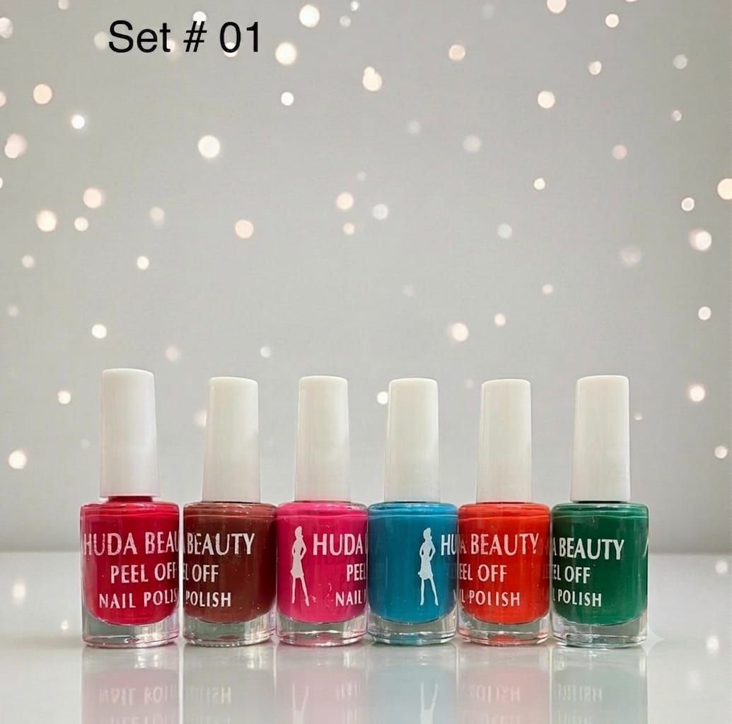 Huda Beauty Peel Off Nail Polish Set Of 6 Vibrant Colors Easy Removal Glossy Finish | Random Colour - Image 3