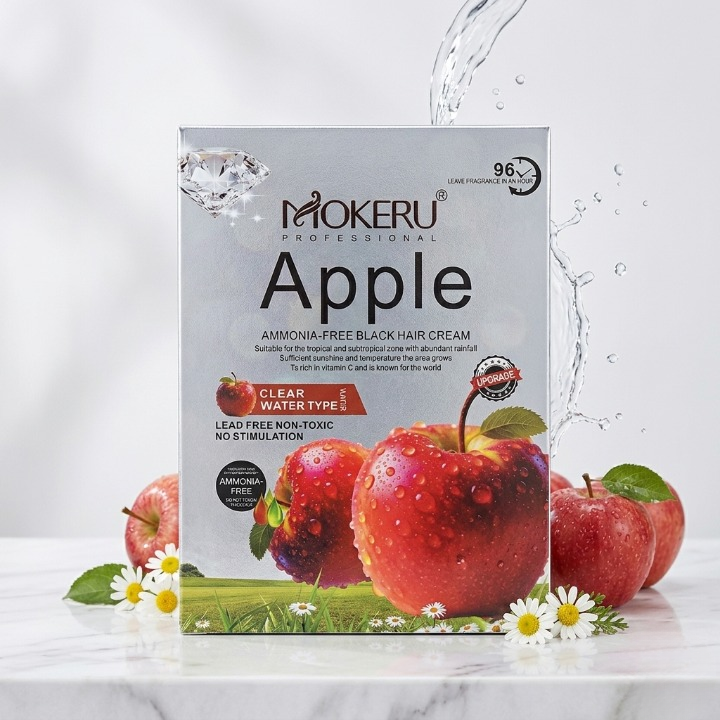 Mokeru Professional Apple Ammonia-Free Black Hair Cream – Non-Toxic Fast Hair Dye for Men and Women
